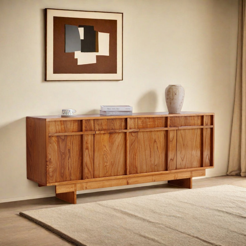 Retro Large-Capacity Sideboard, 31.1" H x 70.08" W x 15.75" D