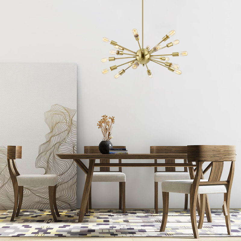 Lustre en sphère Spoutnik à 18 lumières Abigale, Laiton