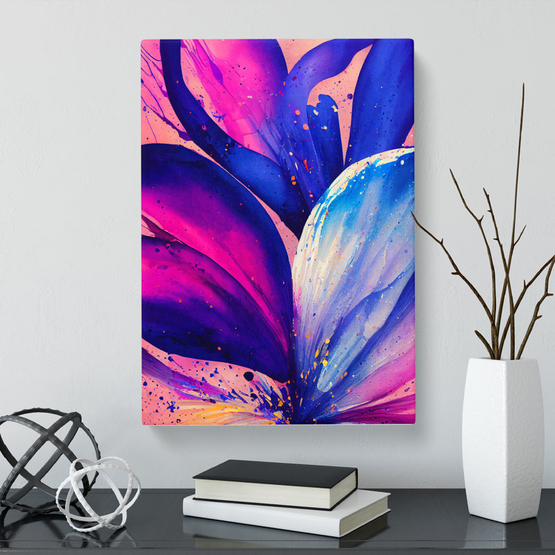 CAN-V0523-269X Bluebell Flower Splatter Vol.3 1 Piece Wrapped Canvas Wall Art, 50cm H x 35cm W