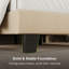  Base de lit grand format, structure de lit plateforme en lin avec tête de lit en tissu, support de lattes en bois massif, silencieux, sans sommier, facile à assembler, beige