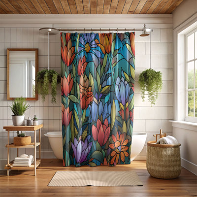 Vibrant Glass Florals - Rideau de douche standard 1 pièce