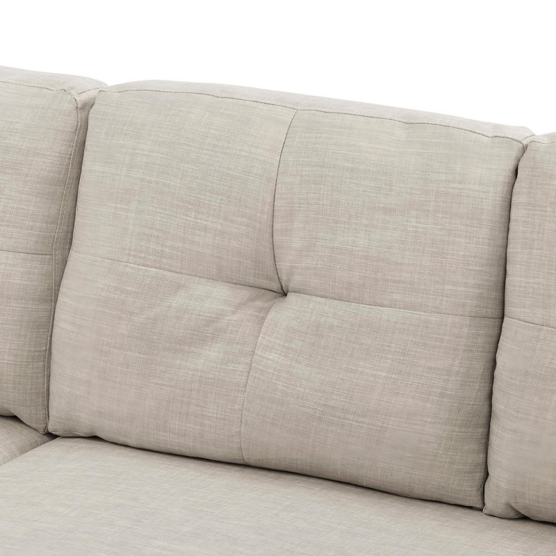 Canapé modulaire 76,5 po en mélange de lin avec lit escamotable et rangement pour chaise longue, Amande