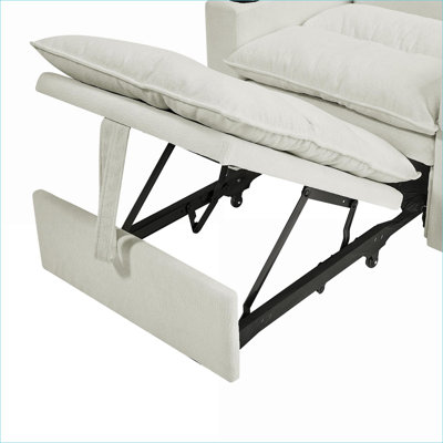 3-in-1 Convertible Sleeper Chair Seating, Adjustable Pullout Sofa Bed, Modern Velvet Accent Chair for Small Spaces Living Room Adults, Beige