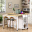 Îlot de cuisine avec table de salle à manger extensible, support de rangement interne, prise de courant, 2 tiroirs, 2 armoires et tablettes ouvertes-96664665