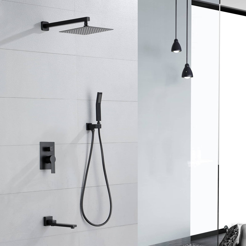 Robinet de douche avec valve brute, Noir mat
