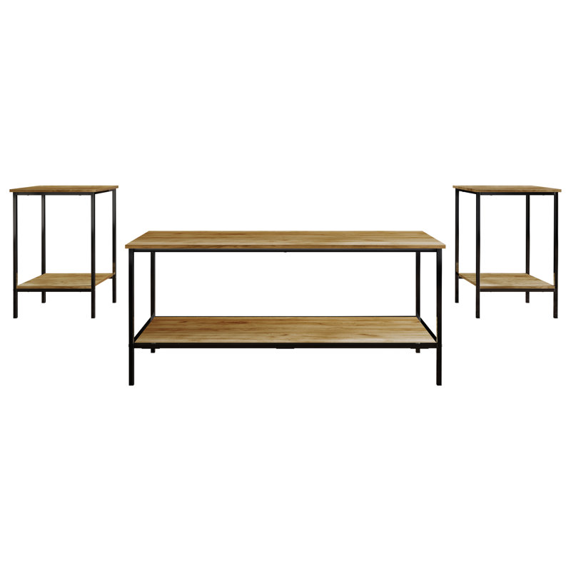 Ensemble de 3 tables basses en chêne clair, Chêne clair