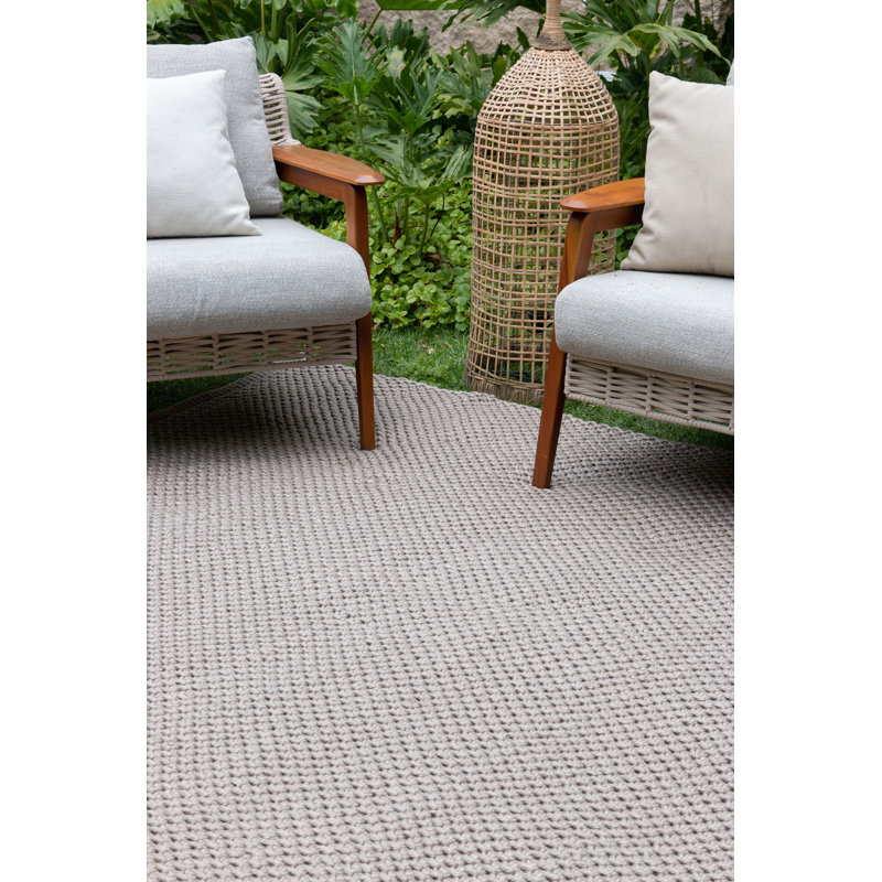 Tapis extérieur taupe tissé à la main Surath, Rectangle de 10 pi x 14 pi