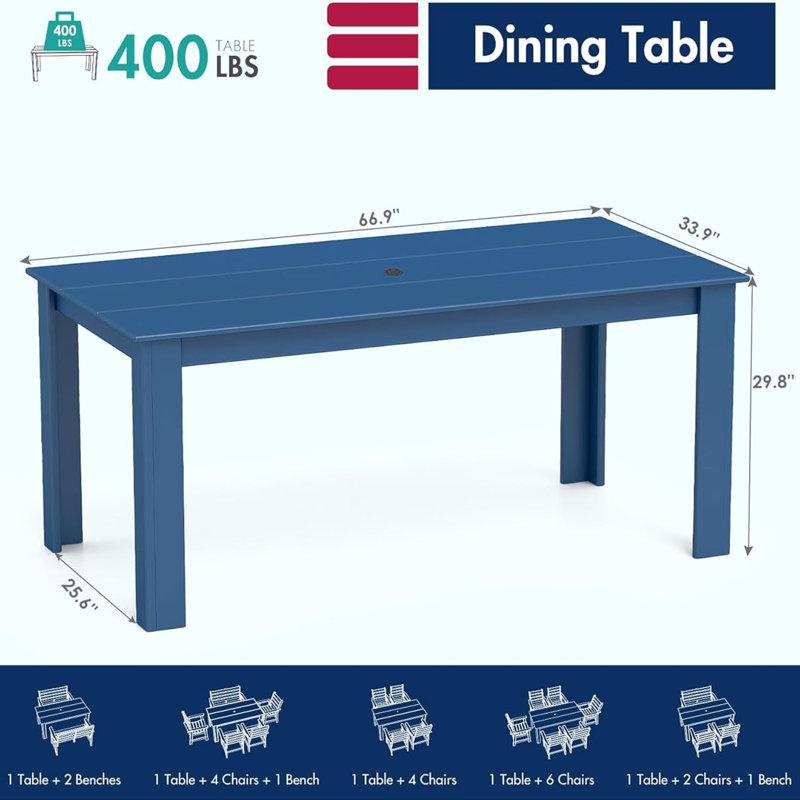 Ensemble repas d'extérieur 3 pièces 3 pièces, Bleu
