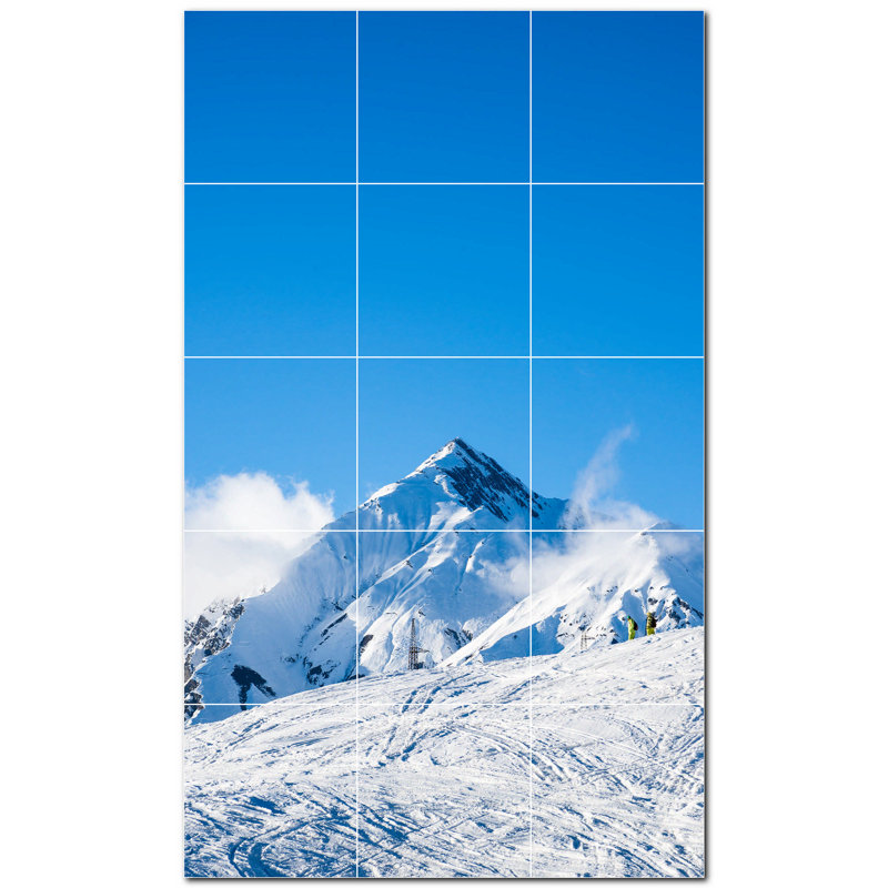 Mountains Photo 6'' x 6'' Satin Ceramic Decorative Mural