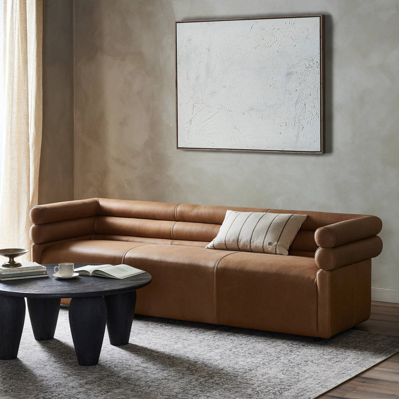 Evie Sofa, Palermo Cognac Genuine Leather