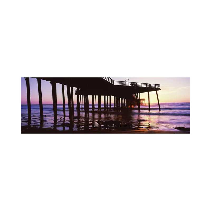 Silhouette Of Pismo Pier At Dusk, Pismo Beach, San Luis Obispo County, California, USA III by Panoramic Images - Wrapped Canvas Panoramic Print