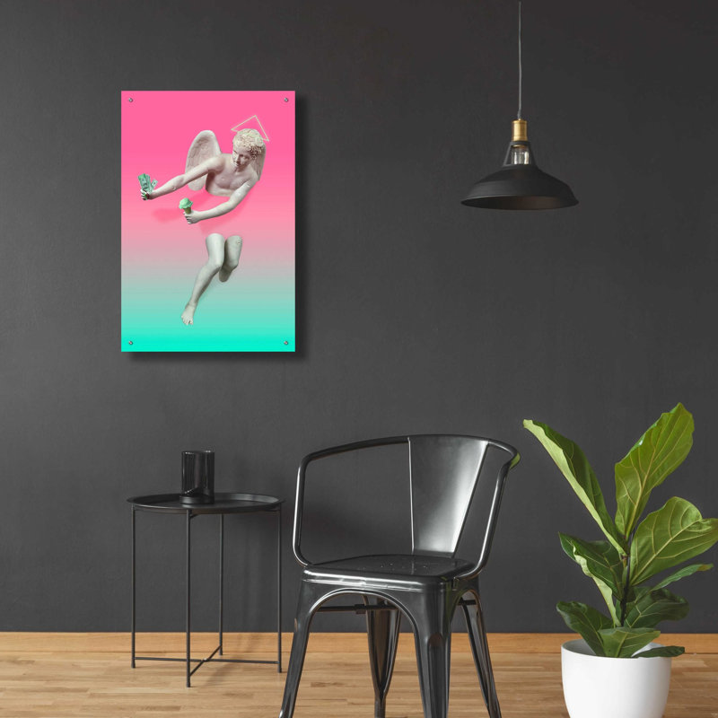 «Argent et pistache» par Robert Farkas, art mural en verre acrylique, H 36 po x l 24 po x P 0,2 po