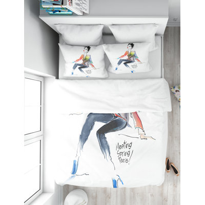 Designart Young Woman Colorful Duvet Cover Set