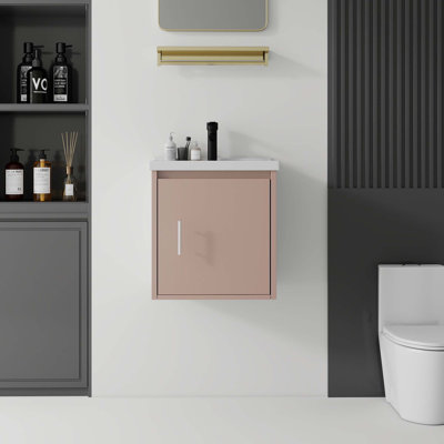 Wall Mounted Floating Bathroom Vanity with Ceramic Sink and Soft-Close Doors