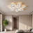 32" Low Profile Layered Petal Ceiling Fan with Dimmable LED Light (White)