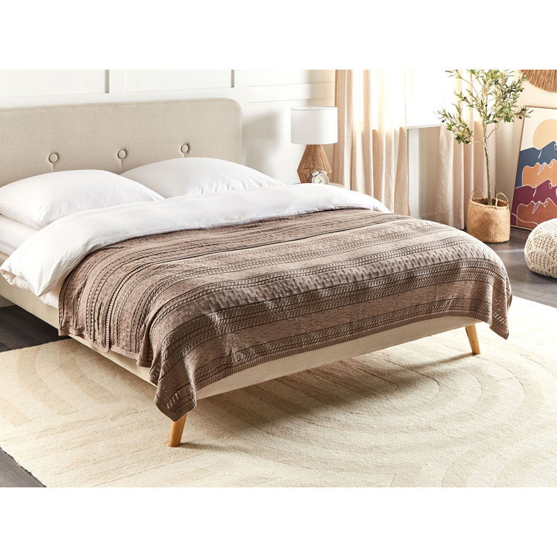DAULET Cotton No Pattern Bedspread, Brown