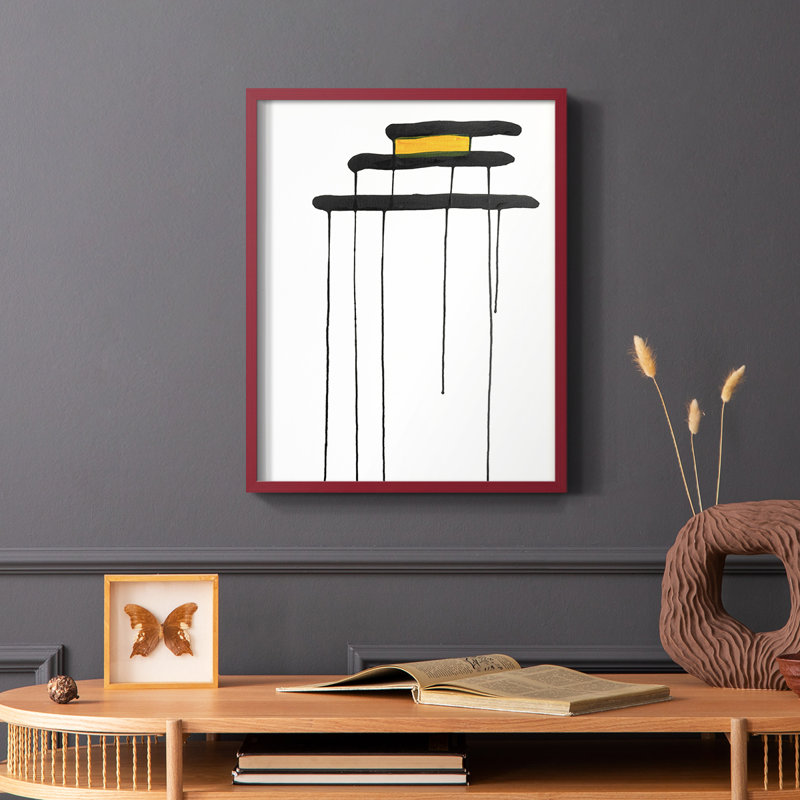Golden Waterfall II, reproduction encadrée - bois massif, Rouge, H 10 po x l 8 po