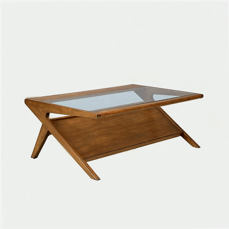 Rocket-shaped coffee table with tempered glass