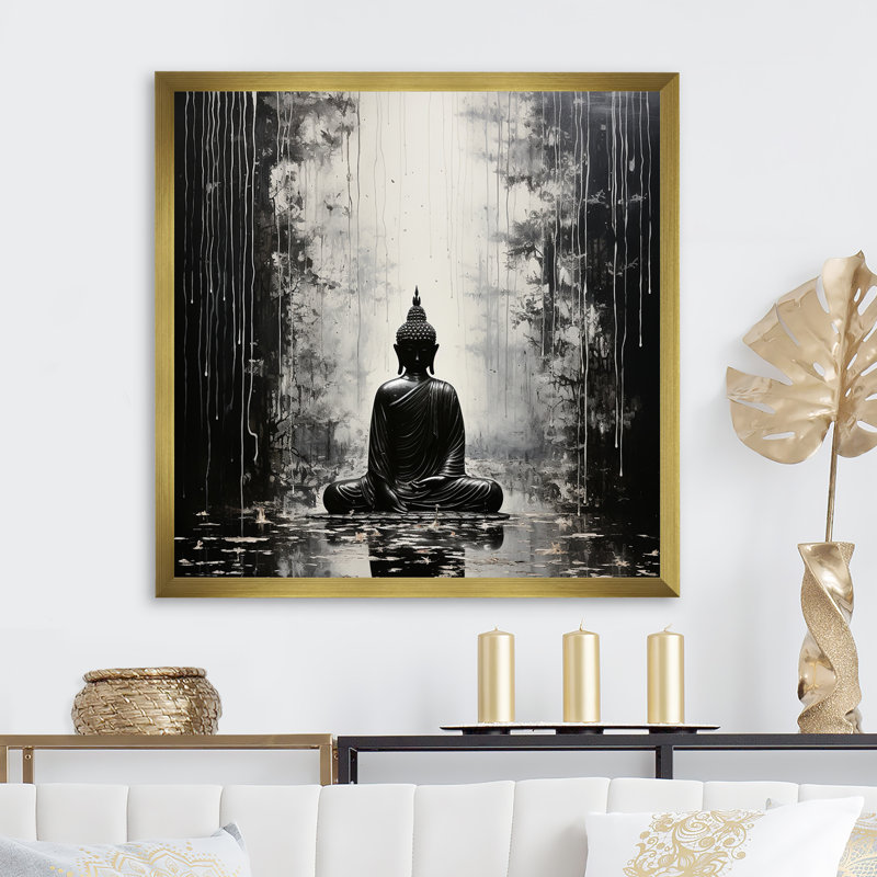 Saint Bouddhisme, reproduction d'art sur toile, Cadre doré simple, H 24 po x l 24 po x P 1 po
