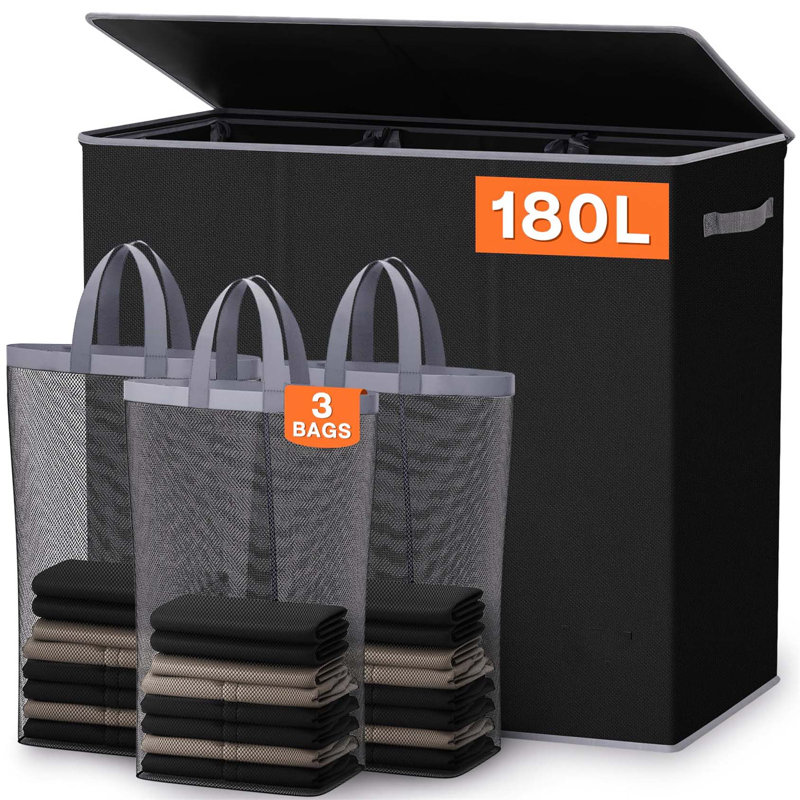 Bhargava Laundry Hamper with Handles, Black