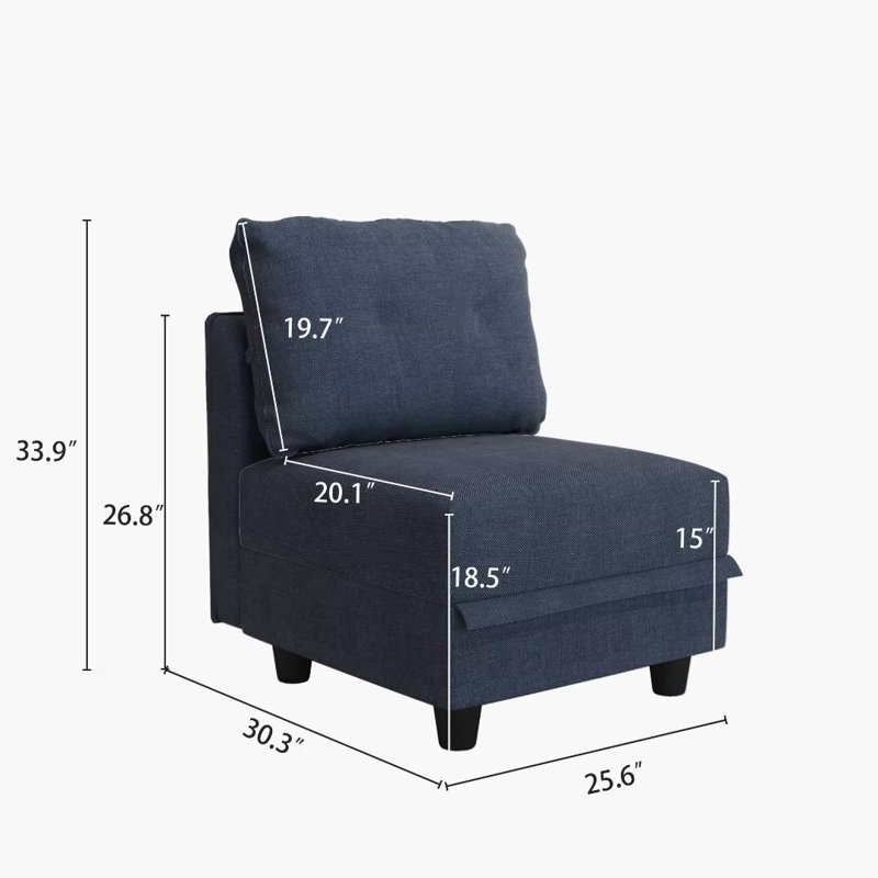 Tomario Fabric Storage Ottoman, Blue Faux Leather