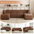 Joko 130.7" 6-Seater Corduroy Reversible Modular Corner Sectional Sofa with Ottoman U-Shape-1396480629
