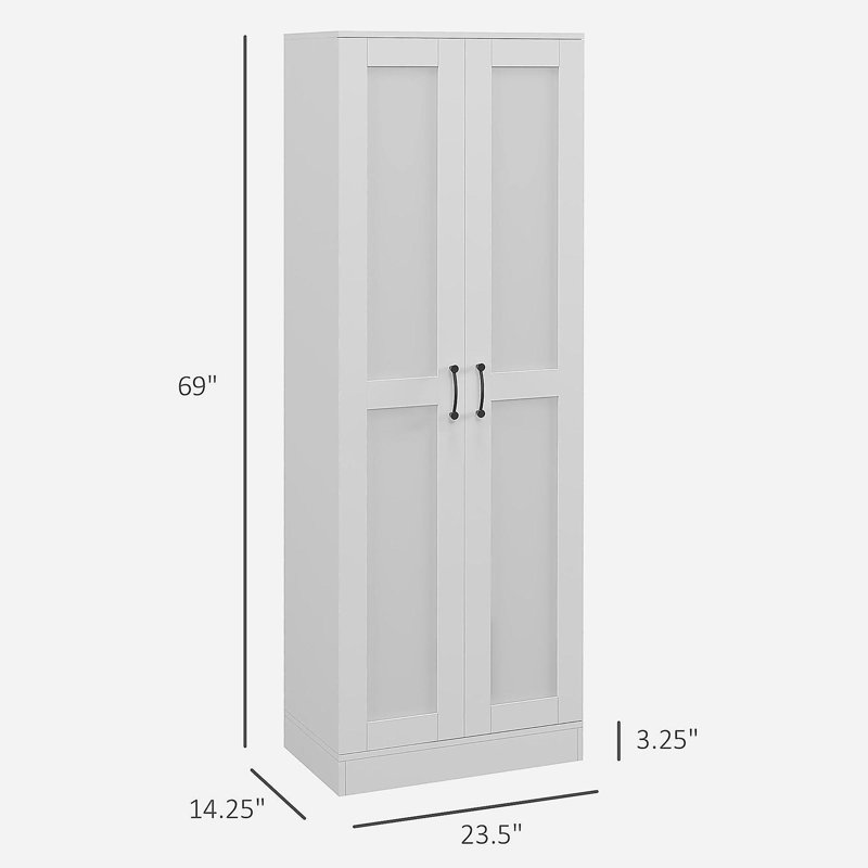 Armoire de rangement de 69 po de hauteur avec tablettes de rangement mobiles et armoire garde-manger moderne avec portes