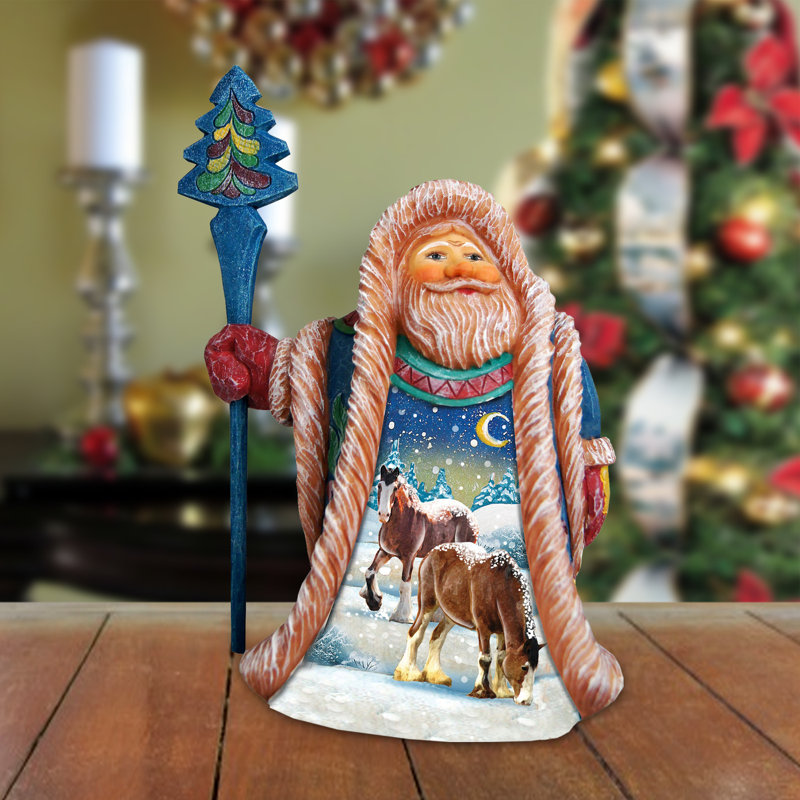 Derevo Illustrated Snowhorses 2013 Santa Figurine
