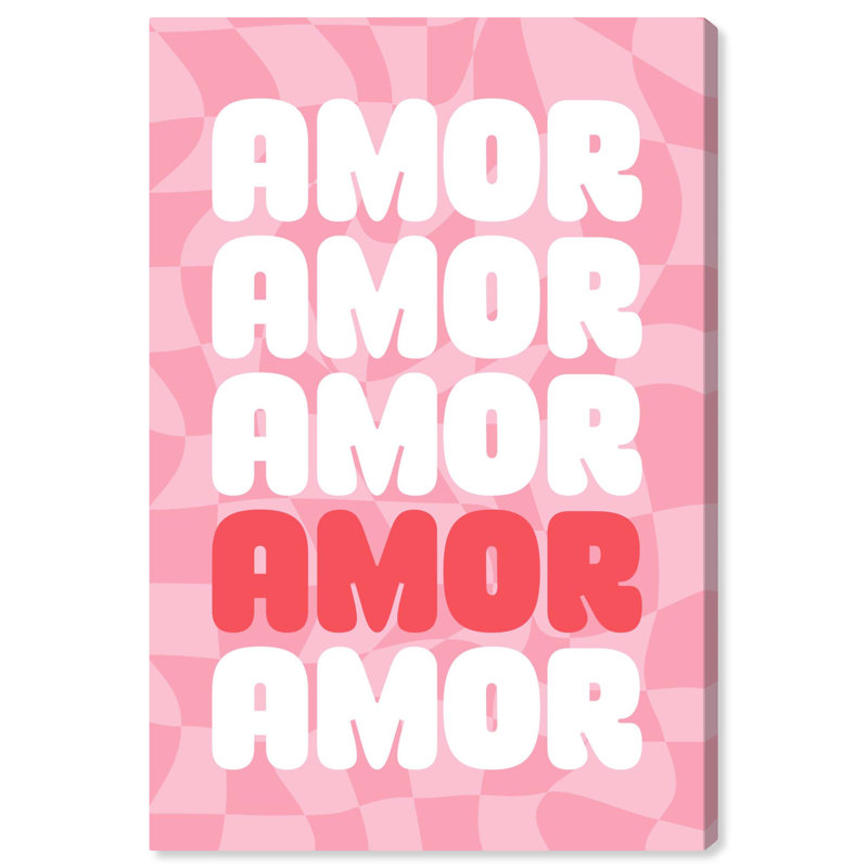 Amor Repeat Pink and Red Wrapped Canvas Wall Art