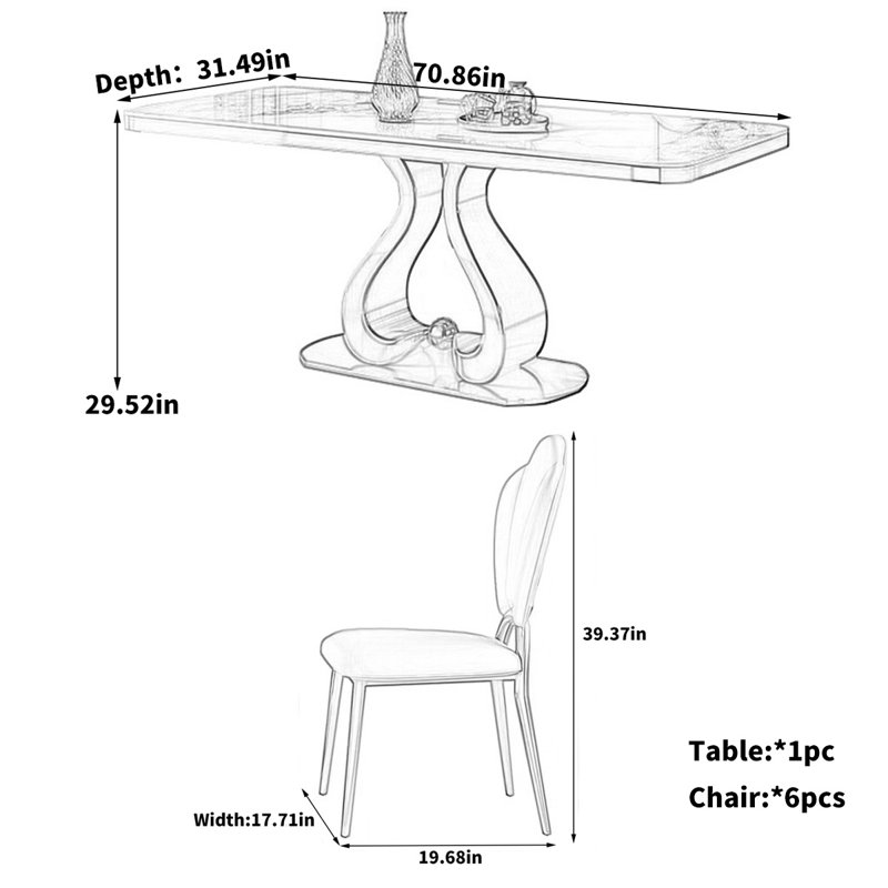 Light luxury simple rectangular dining table