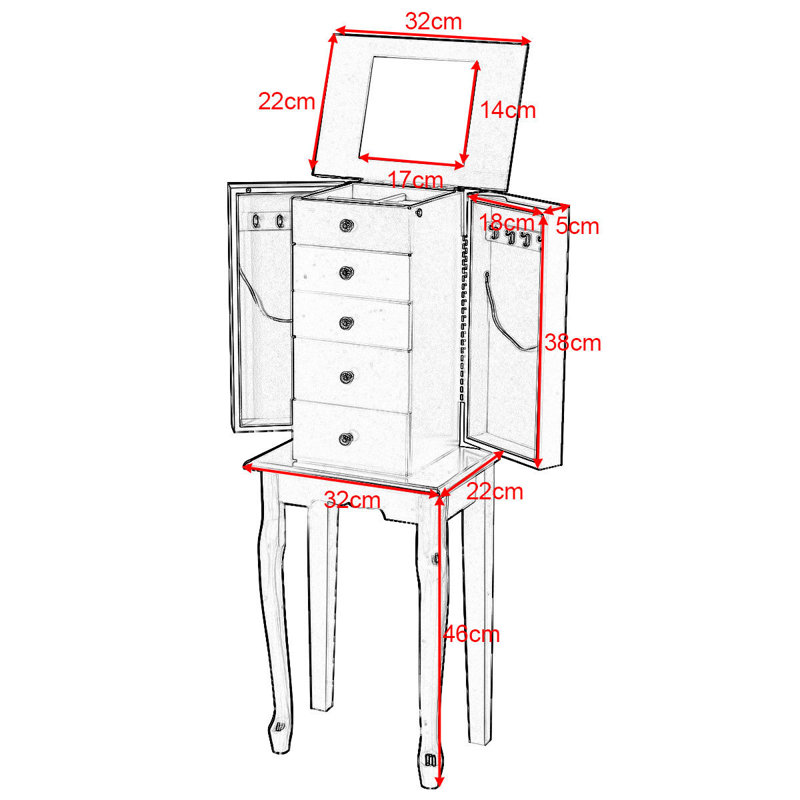 Domenick Freestanding Jewelry Armoire, Black