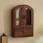 Armoire de rangement murale 8,86 "en pin massif brun rétro avec portes en verre et tiroir, tablette décorative