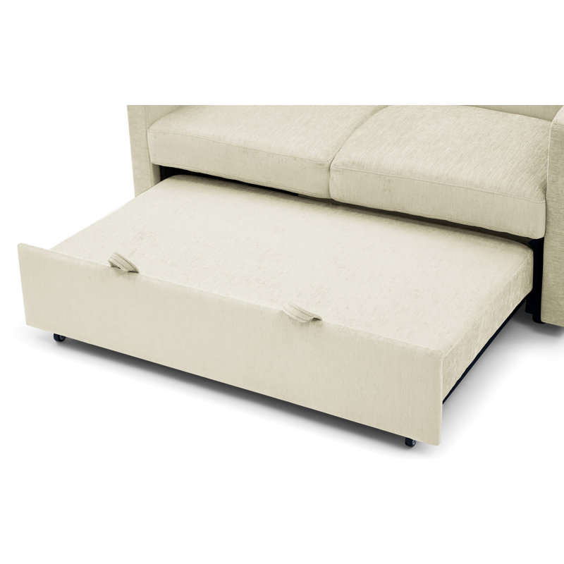 Loveseats Sofa Bed With Pull-Out Bed,Adjsutable Back And Two Arm Pocket