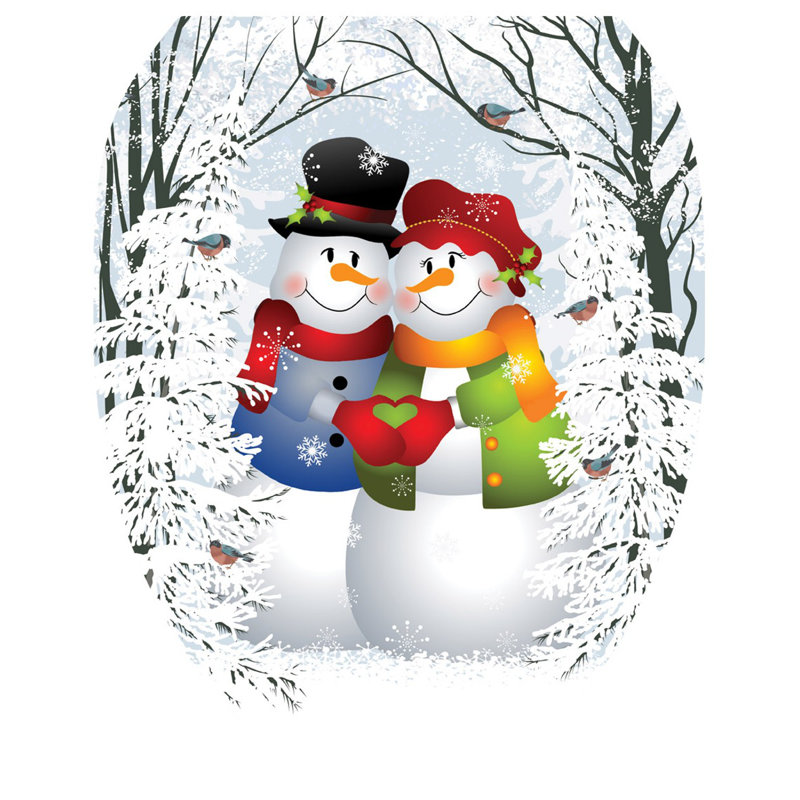 Adhésif décoratif pour siège de toilette Snow Couple, Allongé