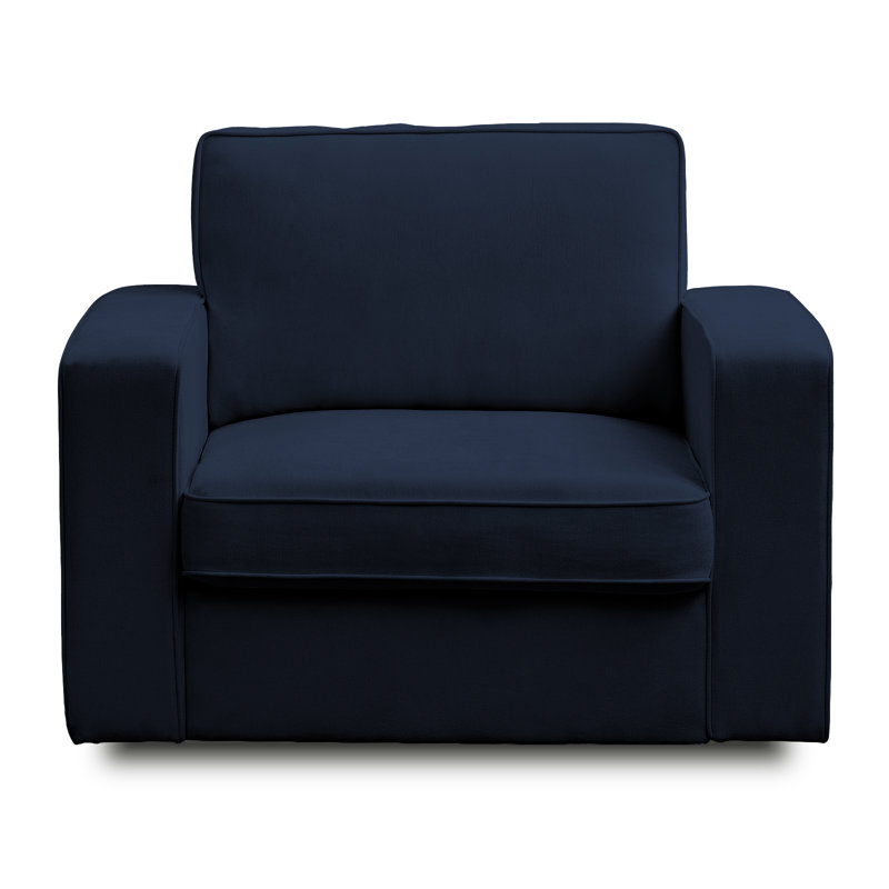 41" Single 360 Degree Swivel Chair, Blue Linen/Fabric