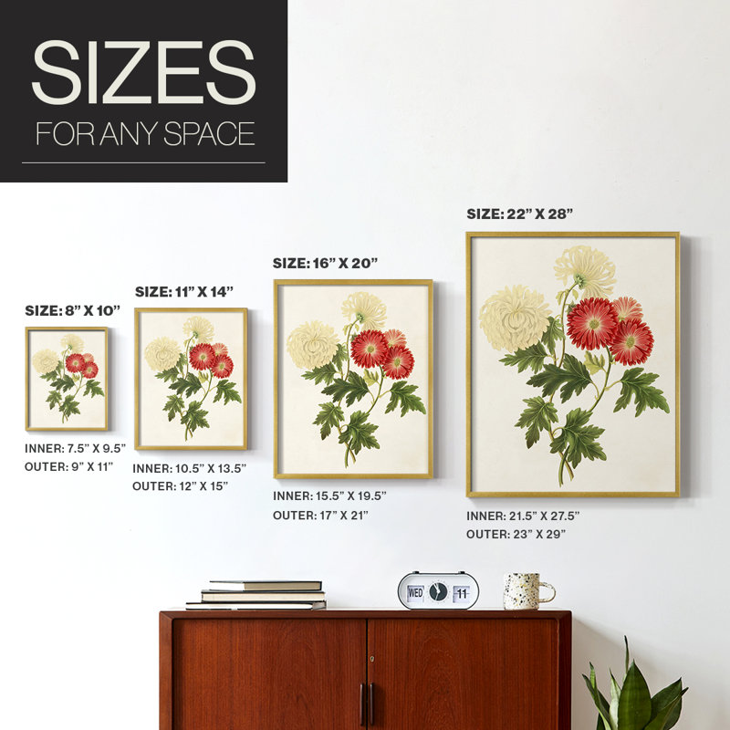 Fleurs des saisons I, reproduction encadrée - bois massif, H 10 po x l 8 po