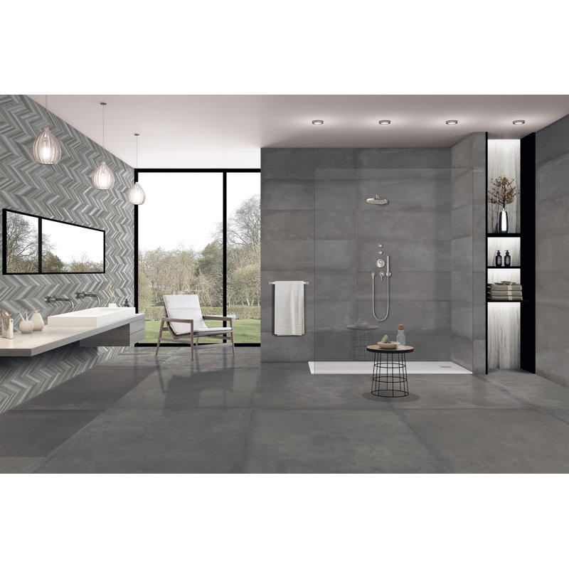 Cromat 10" x 30" Ceramic Wall Tile, Carbon
