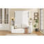 Lit escamotable double avec canapé et tablettes de rangement, armoire murale en bois avec tablettes de rangement et canapé-1211858230