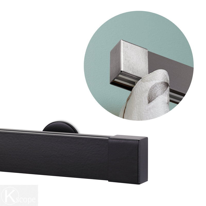 Tringle à rideaux simple décorative en aluminium à traverse Cardwell, Noir, 96 po