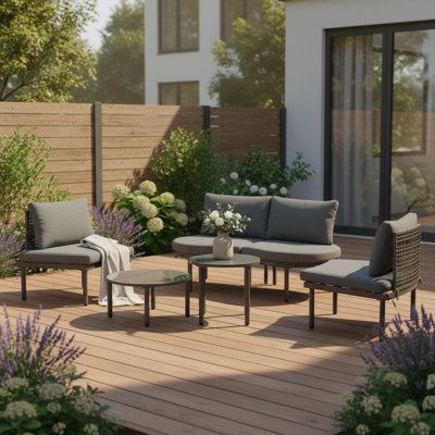 6 - Piece Outdoor Patio Conversation Set With Cushions
