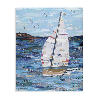 Art mural sur toile "Collage de voilier" par Jennifer Peck