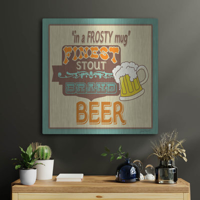  «Frosty-bière» par Jean Plout, art mural en métal, 24 po x 24 po