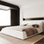 Très grand lit plateforme avec tête de lit en velours extra doux et lattes dans un cadre en métal et bois crème