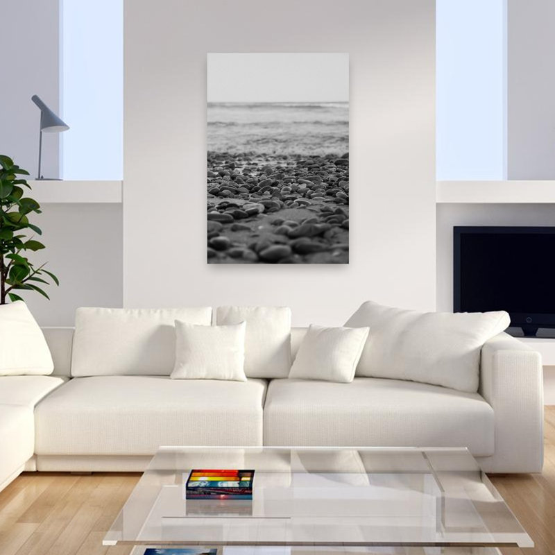 Serene Pebble Beach Peaceful Serene Tranquil Coastal Wall Art Print 1 Piece Wrapped Canvas Wall Art, 121.92cm H x 81.28cm W