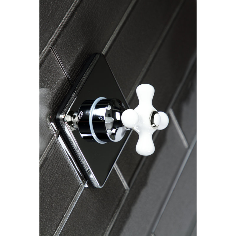 Kingston Brass Single-Handle Wall Mount Three-Way Diverter Valve with Trim Kit, Polished Chrome