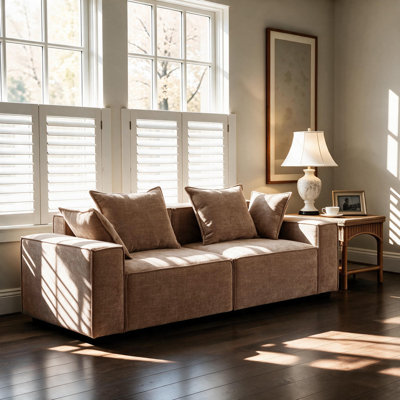 Makassar 89.37' Sofa with Square Armrests