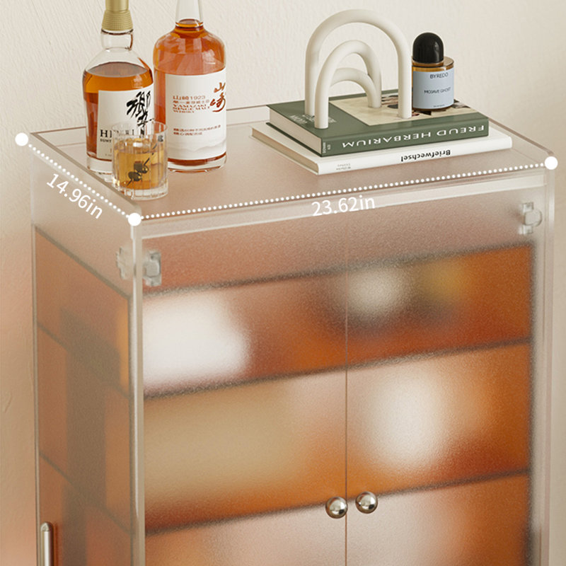 Elegant Frosted Semi-Transparent Storage Cabinet, Orange
