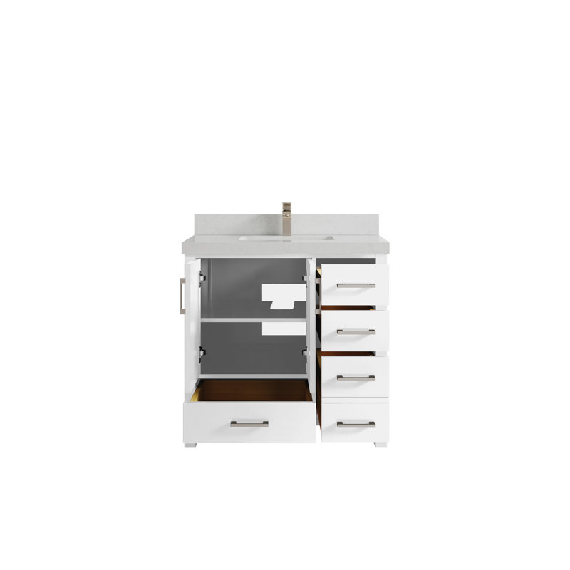 Ensemble de meuble-lavabo simple 36 po Malibu, Quartz de Carrare