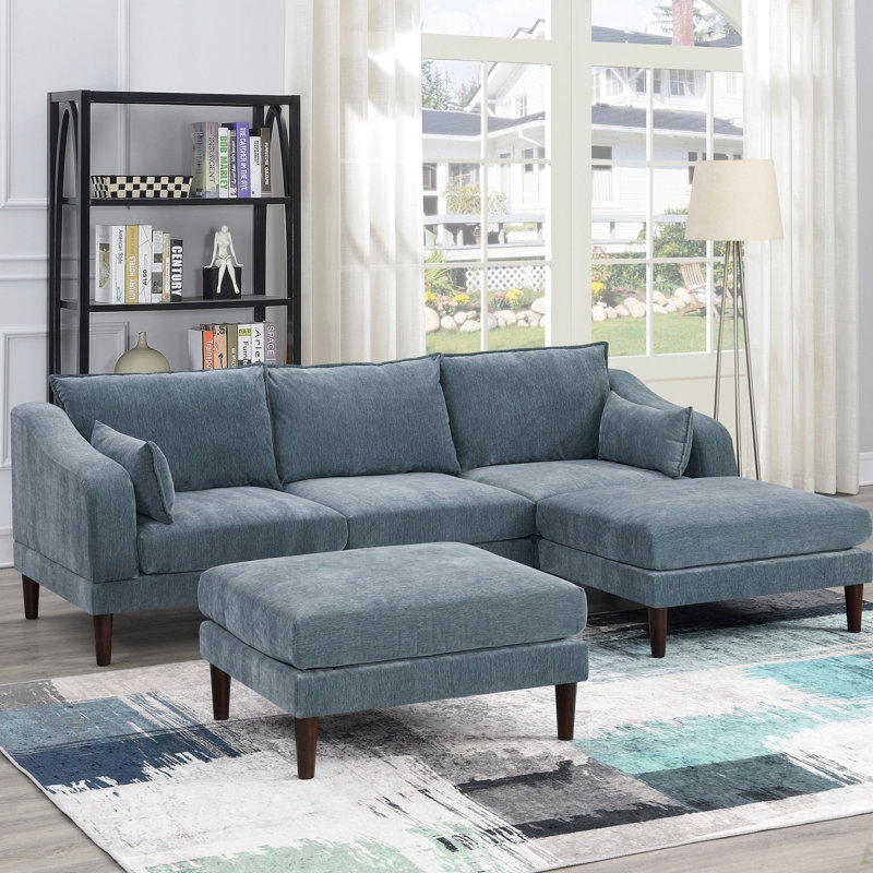 Ensemble modulaire contemporain à un accoudoir modulaire 5 pièces en tissu minéral Morgan (modulaire)