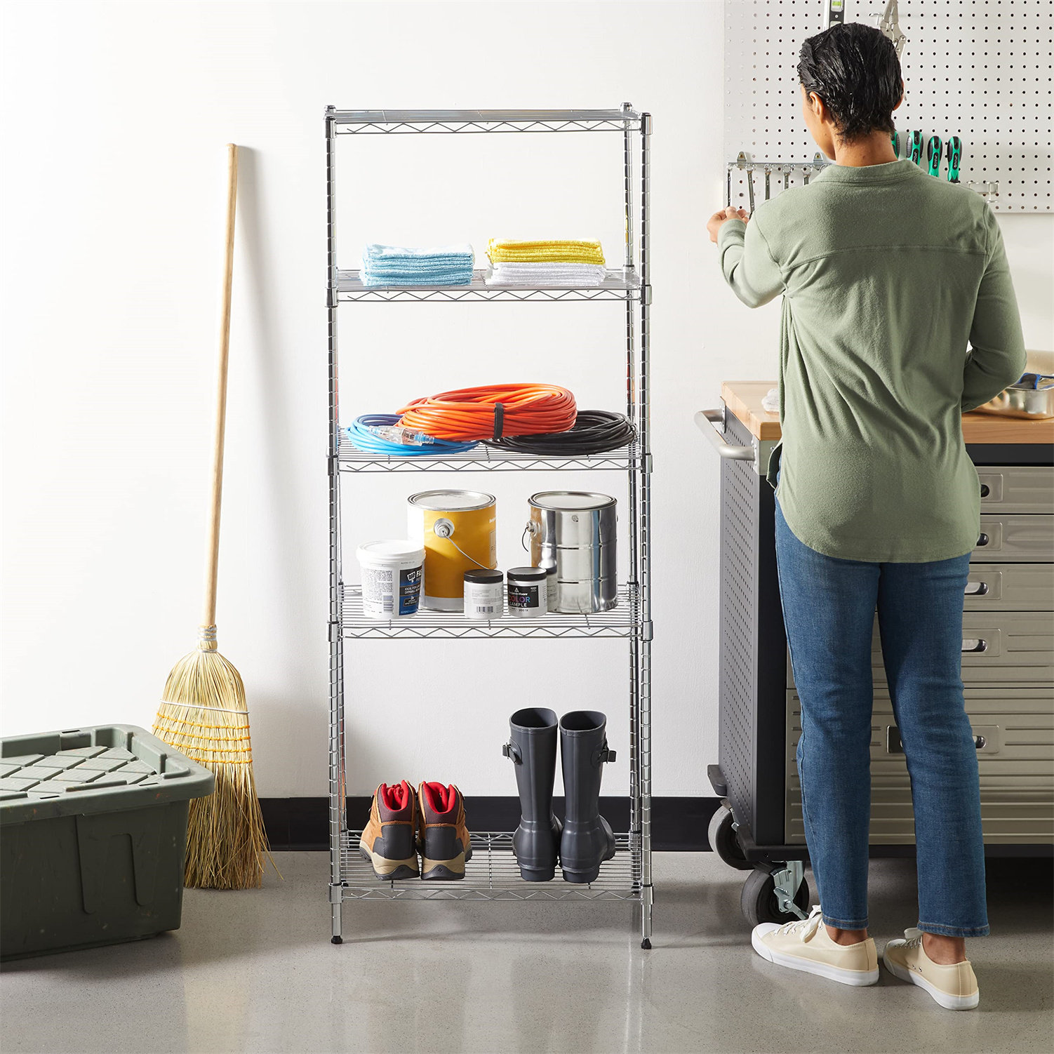 Rebrilliant Heavy Duty 4-Shelf Wire Rack | Durable Steel Construction ...